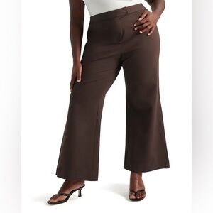 PARI PASSU Ponte knit Dalita Pants brown wide leg flat front NWT office sz B 20